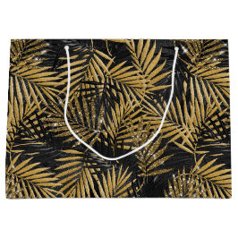 TROPISCHE SCHWARZE UND GOLD-BLÄTTER GROßE GESCHENKTÜTE
