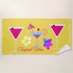 Tropische Schwingungens-bunte Cocktails Strandtuch