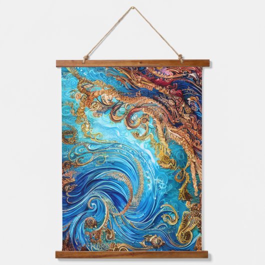 Tropische Seascape Beach Ozeanwellen Wandteppich Mit Holzrahmen (Vorderseite)