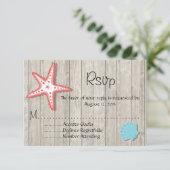 Tropische Seashell Wedding RSVP-Karten RSVP Karte (Stehend Vorderseite)