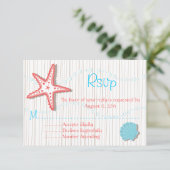 Tropische Seashell Wedding RSVP-Karten RSVP Karte (Stehend Vorderseite)