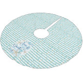Tropische SEAsons Grüße, Aqua Stripe & Dots Polyester Weihnachtsbaumdecke (Schrägansicht)