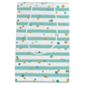 Tropische SEAsons Grüße, Aqua Stripes & Dots Mittlere Geschenktüte (Rückseite)