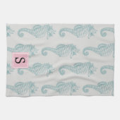 Tropische Seepferd, Seepferd Muster, Monogramm Geschirrtuch (Horizontal)