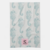 Tropische Seepferd, Seepferd Muster, Monogramm Geschirrtuch (Vertikal)