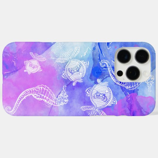 Tropische Seepferde Meeresfrüchte Case-Mate iPhone Hülle (Rückseite (Horizontal))