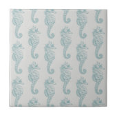 Tropische Seepferde, Seepferd Muster - Blau grau Fliese (Vorderseite)