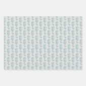Tropische Seepferde, Seepferd Muster - Blau grau Geschenkpapier Set (Vorderseite)