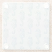 Tropische Seepferde, Seepferd Muster - Blau grau Glasuntersetzer (Rückseite)