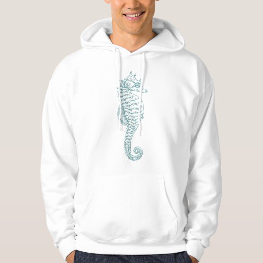 Tropische Seepferde, Seepferd Muster - Blau grau Hoodie (Vorderseite)