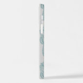 Tropische Seepferde, Seepferd Muster - Blau grau iPhone Hülle (Linke Seite)