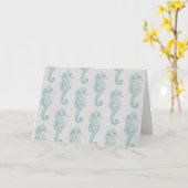 Tropische Seepferde, Seepferd Muster - Blau grau Karte (Gelbe Blume)