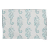 Tropische Seepferde, Seepferd Muster - Blau grau Kissenbezug (Vorderseite)