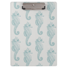 Tropische Seepferde, Seepferd Muster - Blau grau Klemmbrett