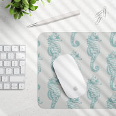 Tropische Seepferde, Seepferd Muster - Blau grau Mousepad
