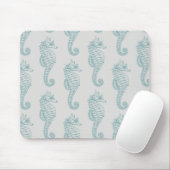Tropische Seepferde, Seepferd Muster - Blau grau Mousepad (Mit Mouse)