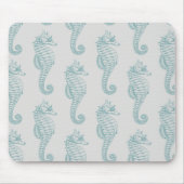 Tropische Seepferde, Seepferd Muster - Blau grau Mousepad (Vorne)