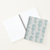 Tropische Seepferde, Seepferd Muster - Blau grau Notizblock (Innenseite)