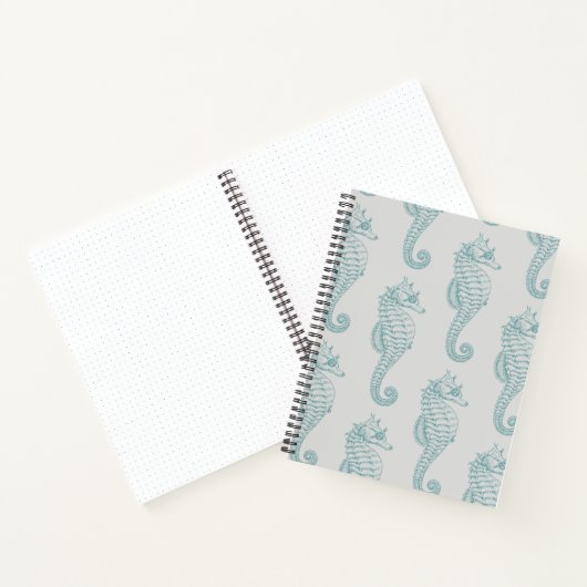 Tropische Seepferde, Seepferd Muster - Blau grau Notizblock (Innenseite)