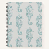 Tropische Seepferde, Seepferd Muster - Blau grau Notizblock (Vorderseite)