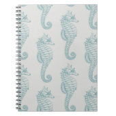 Tropische Seepferde, Seepferd Muster - Blau grau Notizblock (Vorderseite)