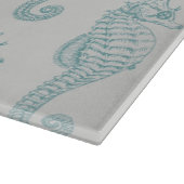 Tropische Seepferde, Seepferd Muster - Blau grau Schneidebrett (Ecke)