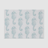 Tropische Seepferde, Seepferd Muster - Blau grau Seidenpapier (Vorderseite)