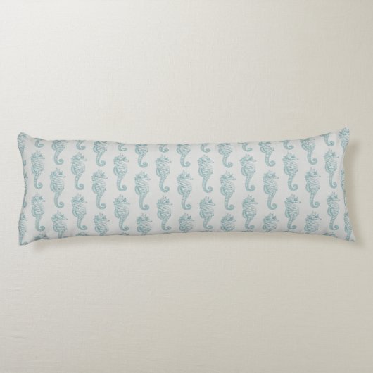 Tropische Seepferde, Seepferd Muster - Blau grau Seitenschläferkissen (Rückseite)