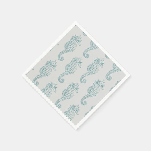 Tropische Seepferde, Seepferd Muster - Blau grau Serviette (Ecke)