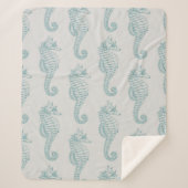 Tropische Seepferde, Seepferd Muster - Blau grau Sherpadecke (Vorderseite)