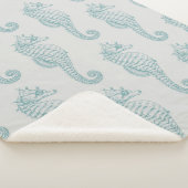 Tropische Seepferde, Seepferd Muster - Blau grau Sherpadecke (3/4)