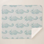 Tropische Seepferde, Seepferd Muster - Blau grau Sherpadecke (Vorderseite (Horizontal))