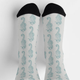 Tropische Seepferde, Seepferd Muster - Blau grau Socken