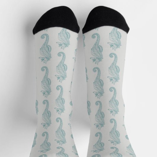 Tropische Seepferde, Seepferd Muster - Blau grau Socken (Oben)