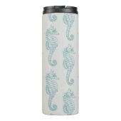 Tropische Seepferde, Seepferd Muster - Blau grau Thermosbecher (Rückseite)