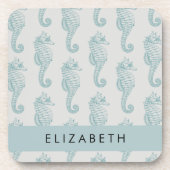 Tropische Seepferde, Seepferd Muster, Ihr Name Getränkeuntersetzer (Vorderseite)