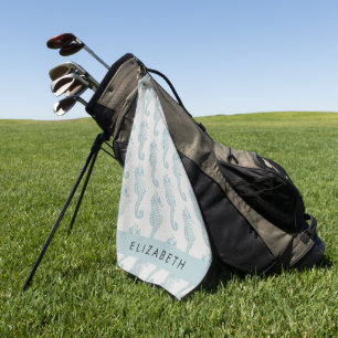 Tropische Seepferde, Seepferd Muster, Ihr Name Golfhandtuch