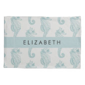 Tropische Seepferde, Seepferd Muster, Ihr Name Kissenbezug (Rückseite)