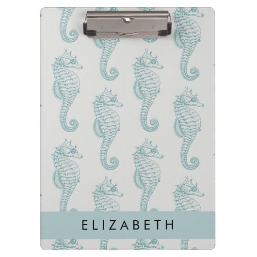 Tropische Seepferde, Seepferd Muster, Ihr Name Klemmbrett (Vorderseite)
