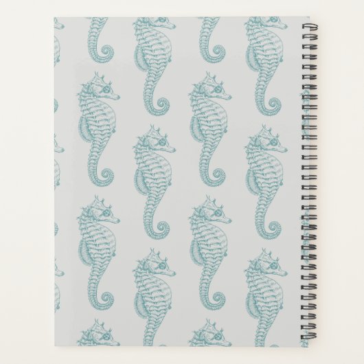 Tropische Seepferde, Seepferd Muster, Ihr Name Planer (Rückseite)