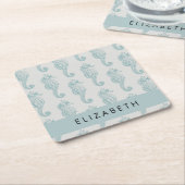 Tropische Seepferde, Seepferd Muster, Ihr Name Rechteckiger Pappuntersetzer (angewinkelt)