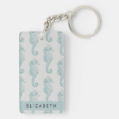 Tropische Seepferde, Seepferd Muster, Ihr Name Schlüsselanhänger (Rückseite)