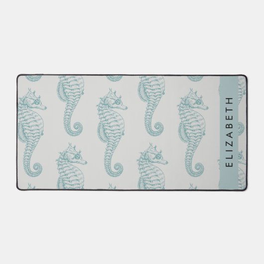 Tropische Seepferde, Seepferd Muster, Ihr Name Schreibtischunterlage (Vorderseite)