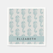 Tropische Seepferde, Seepferd Muster, Ihr Name Serviette (Vorderseite)