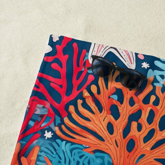 Tropische Seesterne und Korallen Strandtuch (Beispiel)