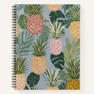 Tropische Serenität: Gemalte Ananas und Palmen Notizblock