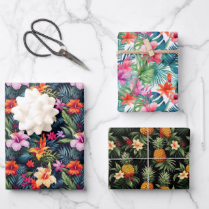 Tropische Sommer-Blume Blätter Pinaple Druckgesche