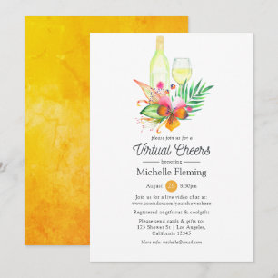 Tropische Sommer-Blumen-Wein-Virtual-Braut-Party Einladung