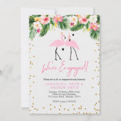 Tropische Sommer-Flamingo-Verlobungs-Einladung Einladung (Vorderseite)