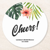 Tropische Sommer-Hochzeitsfeier Runder Pappuntersetzer (Vorderseite)